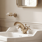 Nuie Beaumont Luxury Mono Basin Mixer Tap Dual Handle with Pop Up Waste - Brushed Brass