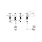 Nuie Beaumont 3-Hole Basin Mixer Tap Deck Mounted with Pop Up Waste - Brushed Brass