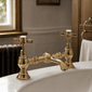 Nuie Beaumont Luxury 2-Hole Basin Mixer Tap Deck Mounted - Brushed Brass