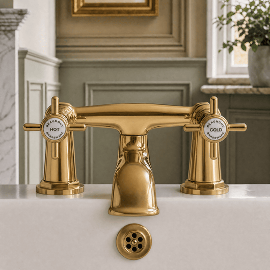  Nuie Beaumont Bath Filler Tap Pillar Mounted - Brushed Brass