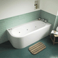 J Shape Whirlpool Hydrotherapy SPA Back to Wall Corner Bath  1700 x 725mm - welovecouk