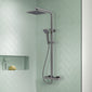 Nuie Square Thermostatic Bar Valve & Shower Kit - Brushed Gun Metal