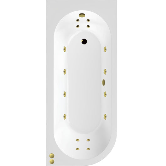  J Shape Whirlpool Hydrotherapy SPA Back to Wall Corner Bath  1700 x 725mm - welovecouk