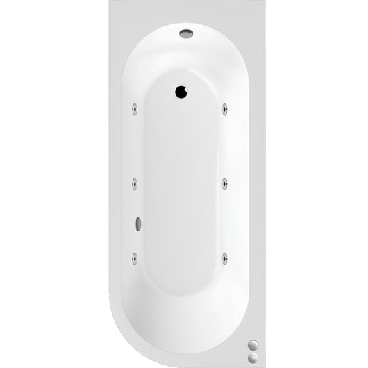  J Shape Whirlpool Hydrotherapy SPA Back to Wall Corner Bath  1700 x 725mm - welovecouk