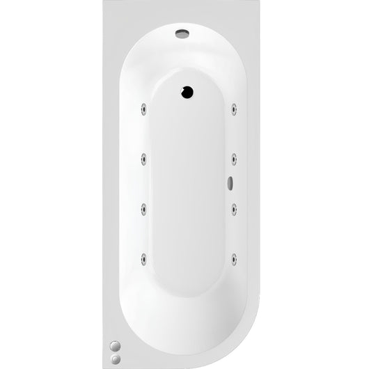  J Shape Whirlpool Hydrotherapy SPA Back to Wall Corner Bath  1700 x 725mm - welovecouk