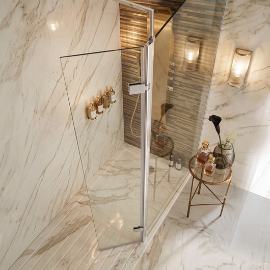  SDG Alumen 300 x 2000mm Wetroom Hinged Return Screen - Chrome