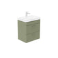 LECICO Layla 55cm Short Projection 2-Drawer Wall Hung Unit - Matt Light Green