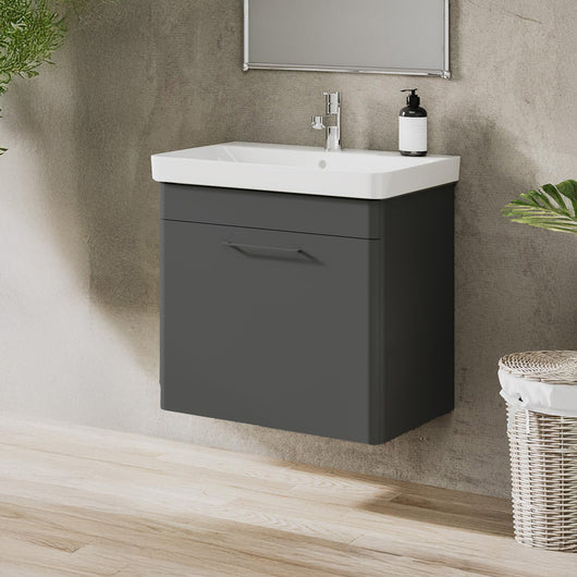  LECICO Layla 60cm Wall Hung 1-Drawer Unit - Matt Anthracite