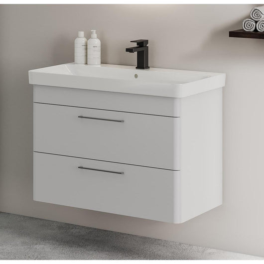  LECICO Layla 80cm Wall Hung 2-Drawer Unit - Gloss White
