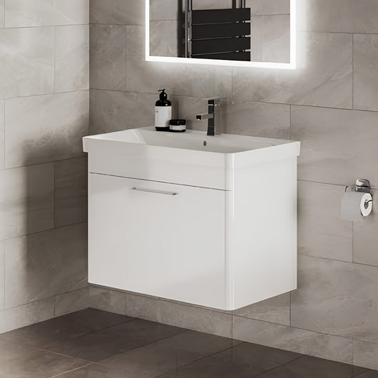 LECICO Layla 80cm Wall Hung 1-Drawer Unit - Gloss White