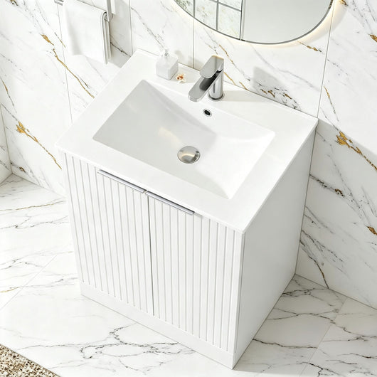  STRIA Floor Standing 600mm Vanity Unit with Basin - Matt White