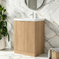STRIA Floor Standing 600mm Vanity Unit with Basin - Autumn Oak
