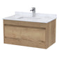 BC Designs Loftwood Wall Hung Vanity Unit & White Marble Top 800mm - Autumn Oak