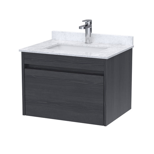  BC Designs Loftwood Wall Hung Vanity Unit & White Marble Top 600mm - Graphite Grey