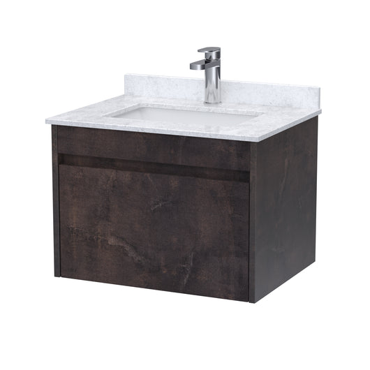  BC Designs Loftwood Wall Hung Vanity Unit & White Marble Top 600mm - Metallic Slate