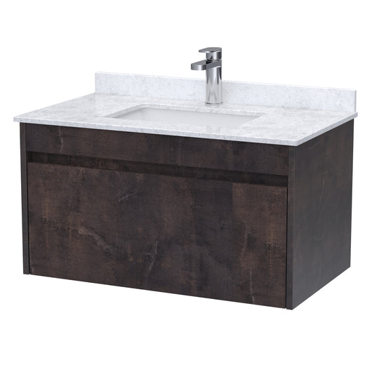  BC Designs Loftwood Wall Hung Vanity Unit & White Marble Top 800mm - Metallic Slate