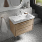 Hudson Reed Lille 800mm Wall Hung 2 Drawer Vanity Unit & Basin - Bleach Oak