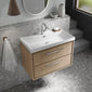 Hudson Reed Lille 800mm Wall Hung 2 Drawer Vanity Unit & Basin - Bleach Oak