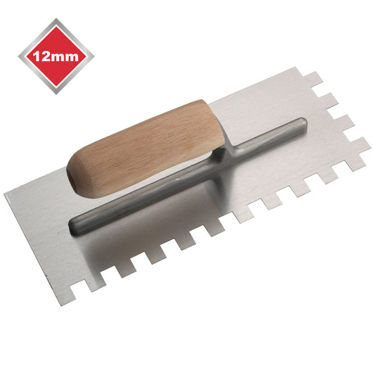  12mm HIGH CARBON STEEL SQUARE NOTCHED TROWEL