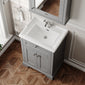 Hudson Reed Old London 600mm 2-Door Vanity Unit & Ceramic 1 Tap Hole Basin - Storm Grey