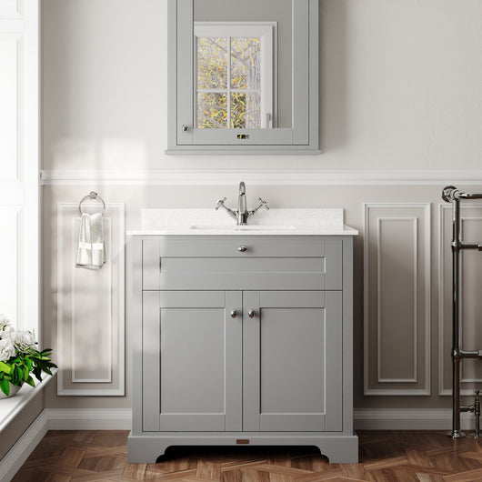  Hudson Reed Old London 800mm Cabinet & Marble Top (1TH) - Storm Grey