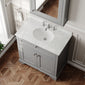 Hudson Reed Old London 800mm 2-Door Vanity Unit & Single Bowl White Marble Top 3 Tap Holes - Storm Grey