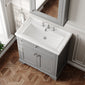 Hudson Reed Old London 800mm 2-Door Vanity Unit & Ceramic 3 Tap Hole Basin - Storm Grey