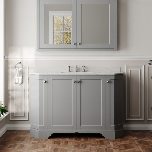  Hudson Reed Old London 1200mm 4-Door Angled Unit & Grey Marble Top 1TH - Storm Grey