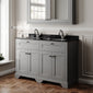 Hudson Reed Old London 1200mm 2-Door Vanity Unit & Double Bowl Black Marble Top 1 Tap Hole - Storm Grey