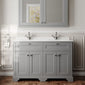 Hudson Reed Old London 1200mm 2-Door Vanity Unit & Double Bowl White Marble Top 1 Tap Hole - Storm Grey