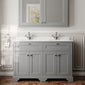 Hudson Reed Old London 1200mm 2-Door Vanity Unit & Double Bowl Grey Marble Top 1 Tap Hole - Storm Grey