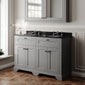 Hudson Reed Old London 1200mm 2-Door Vanity Unit & Double Bowl Black Marble Top 3 Tap Holes - Storm Grey