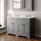 Hudson Reed Old London 1200mm 2-Door Vanity Unit & Double Bowl White Marble Top 3 Tap Holes - Storm Grey