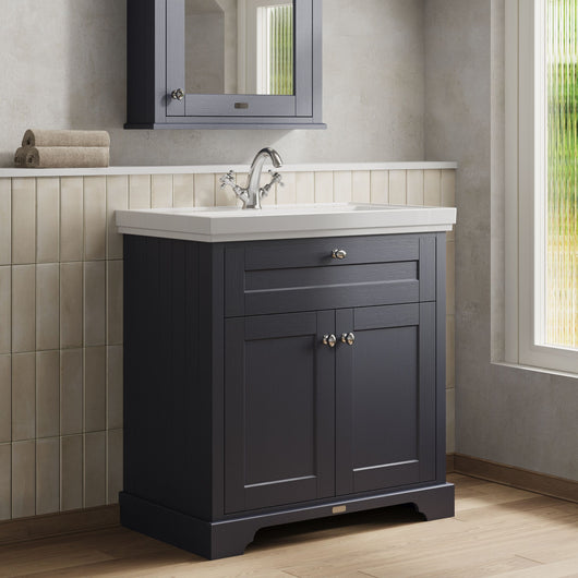  Old London 800mm 2-Door Vanity & Classic Basin 1TH - Twilight Blue