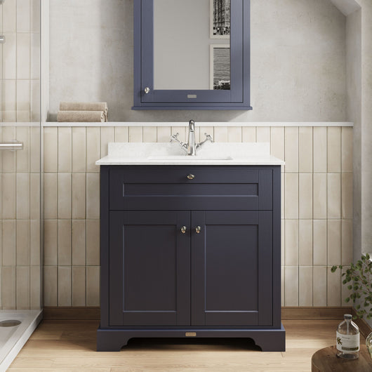  Hudson Reed Old London 800mm Cabinet & Marble Top (1TH) - Twilight Blue