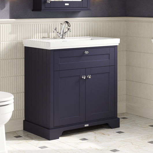  Old London 800mm 2-Door Vanity & Classic Basin 0TH - Twilight Blue