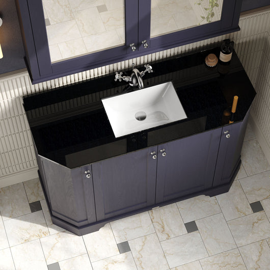  Hudson Reed Old London 1200mm 4-Door Angled Unit & Black Marble Top 1TH - Twilight Blue