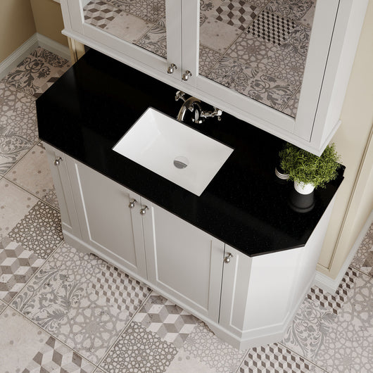  Hudson Reed Old London 1200mm 4-Door Angled Unit & Black Marble Top 1TH - Timeless Sand
