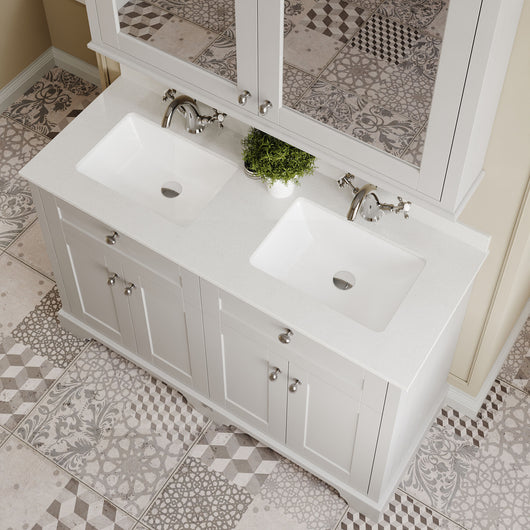  Hudson Reed Old London 1200mm Cabinet & Double Marble Top (1TH) - Timeless Sand