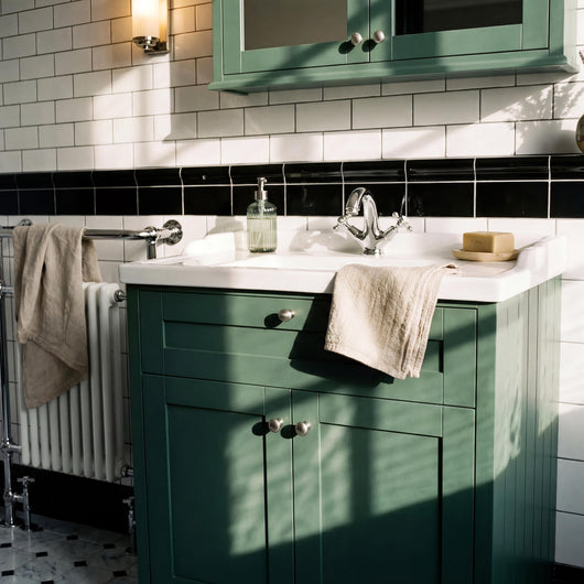  Hudson Reed Old London 800mm 2-Door Vanity Unit & Ceramic 1 Tap Hole Basin - Hunter Green