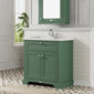 Hudson Reed Old London 800mm 2-Door Vanity Unit & Ceramic 1 Tap Hole Basin - Hunter Green