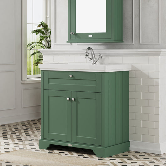 Old London 800mm 2-Door Vanity & Classic Basin 1TH - Hunter Green
