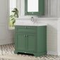 Old London 800mm 2-Door Vanity & Classic Basin 1TH - Hunter Green