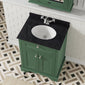 Hudson Reed Old London 600mm 2-Door Vanity Unit & Single Bowl Black Marble Top 1 Tap Hole - Hunter Green