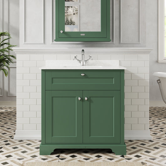  Hudson Reed Old London 800mm Cabinet & Marble Top (1TH) - Hunter Green