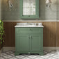 Hudson Reed Old London 800mm 2-Door Vanity Unit & Single Bowl White Marble Top 3 Tap Holes - Hunter Green