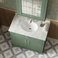 Hudson Reed Old London 800mm 2-Door Vanity Unit & Single Bowl White Marble Top 3 Tap Holes - Hunter Green