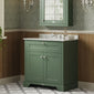 Hudson Reed Old London 800mm 2-Door Vanity Unit & Single Bowl White Marble Top 3 Tap Holes - Hunter Green