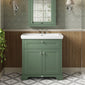Old London 800mm 2-Door Vanity & Classic Basin 3TH - Hunter Green