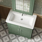 Old London 800mm 2-Door Vanity & Classic Basin 3TH - Hunter Green